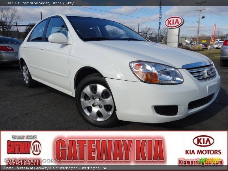 White / Gray 2007 Kia Spectra SX Sedan