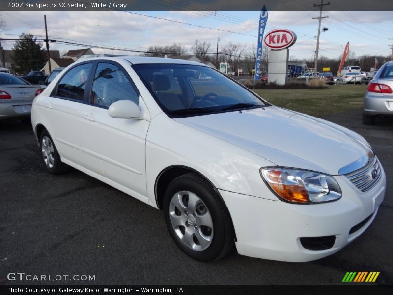 White / Gray 2007 Kia Spectra SX Sedan