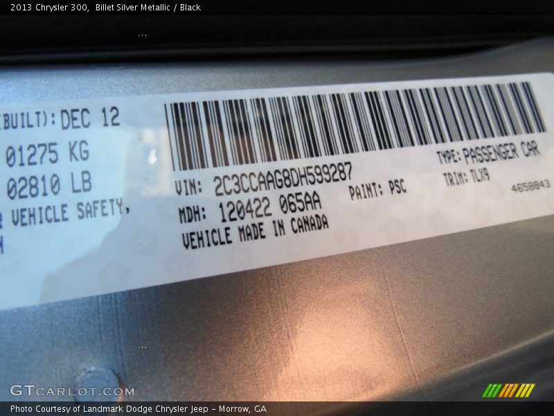 Billet Silver Metallic / Black 2013 Chrysler 300