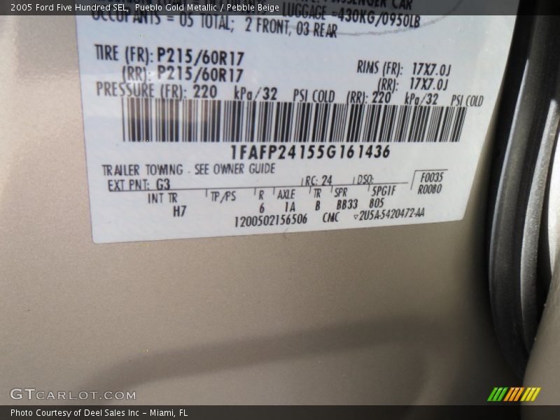 Pueblo Gold Metallic / Pebble Beige 2005 Ford Five Hundred SEL