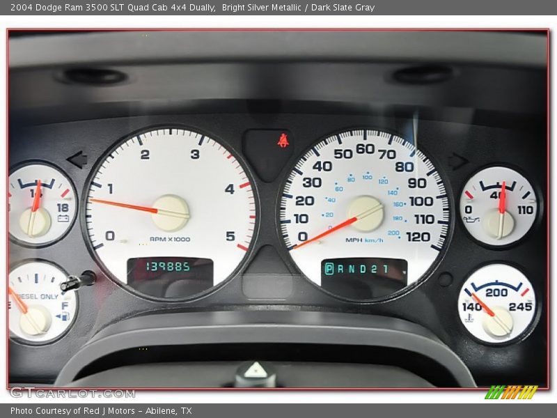 Bright Silver Metallic / Dark Slate Gray 2004 Dodge Ram 3500 SLT Quad Cab 4x4 Dually