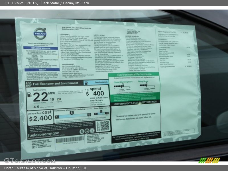 Black Stone / Cacao/Off Black 2013 Volvo C70 T5