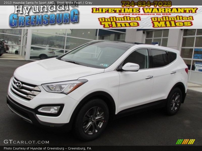 Frost White Pearl / Gray 2013 Hyundai Santa Fe Sport AWD