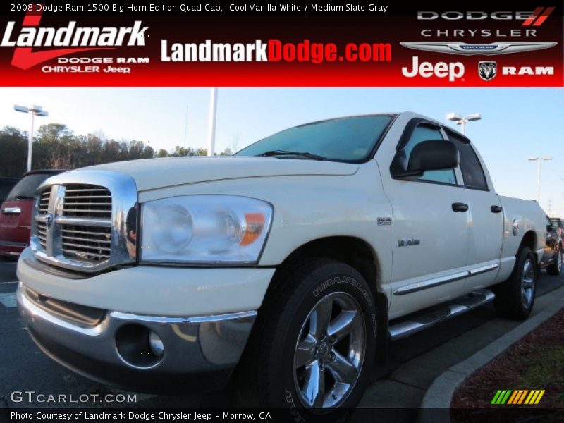 Cool Vanilla White / Medium Slate Gray 2008 Dodge Ram 1500 Big Horn Edition Quad Cab