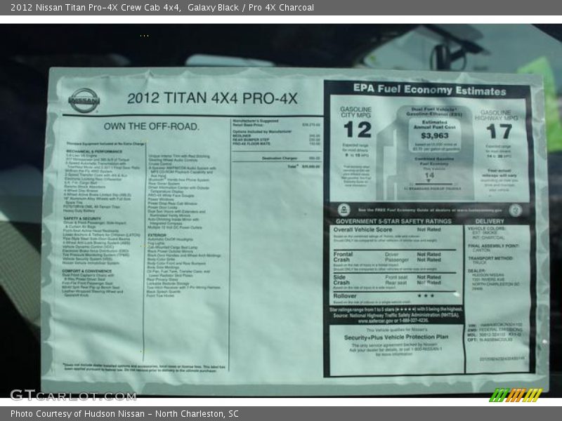  2012 Titan Pro-4X Crew Cab 4x4 Window Sticker