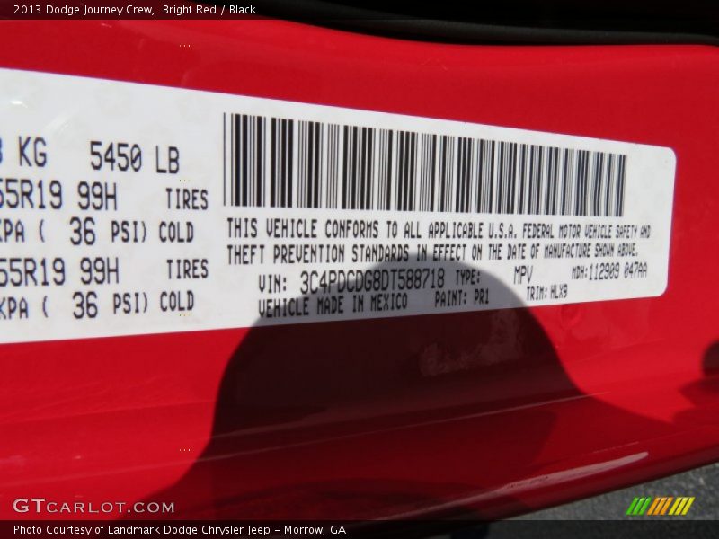 Bright Red / Black 2013 Dodge Journey Crew