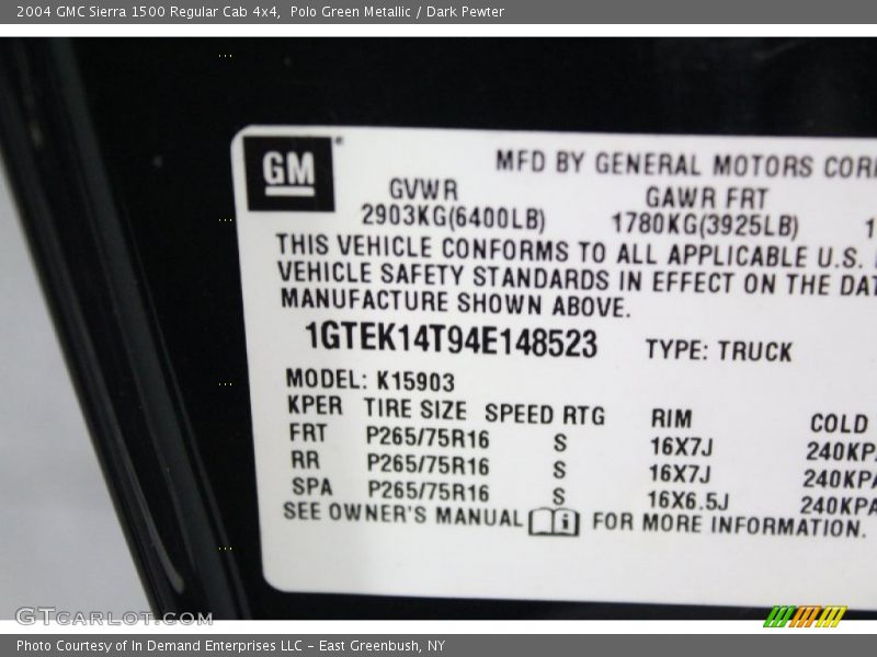 Polo Green Metallic / Dark Pewter 2004 GMC Sierra 1500 Regular Cab 4x4