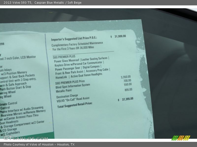 Caspian Blue Metallic / Soft Beige 2013 Volvo S60 T5