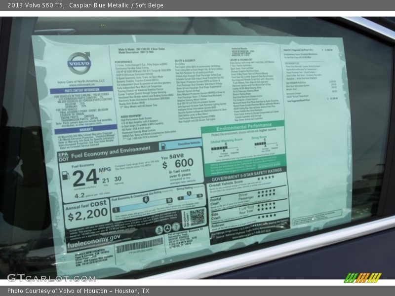 Caspian Blue Metallic / Soft Beige 2013 Volvo S60 T5