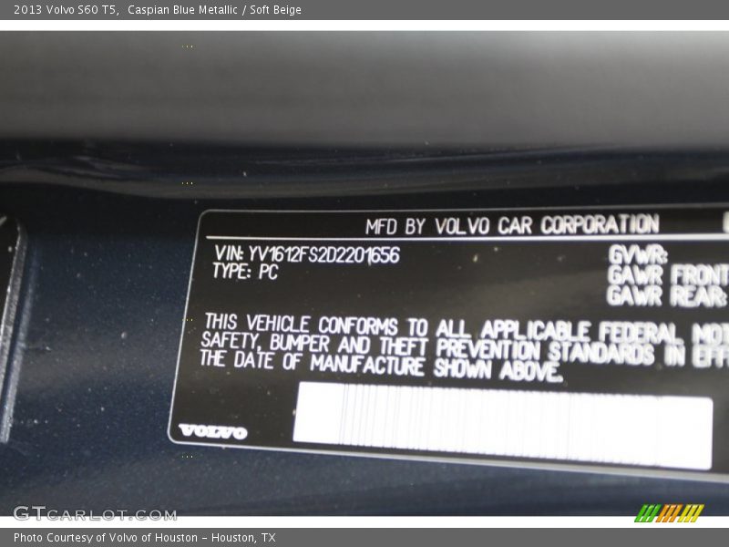 Caspian Blue Metallic / Soft Beige 2013 Volvo S60 T5