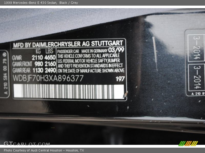 Black / Grey 1999 Mercedes-Benz E 430 Sedan