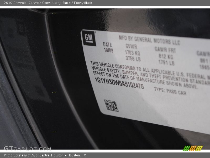 Black / Ebony Black 2010 Chevrolet Corvette Convertible