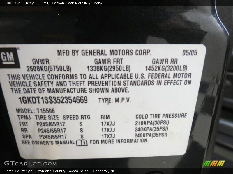 Carbon Black Metallic / Ebony 2005 GMC Envoy SLT 4x4