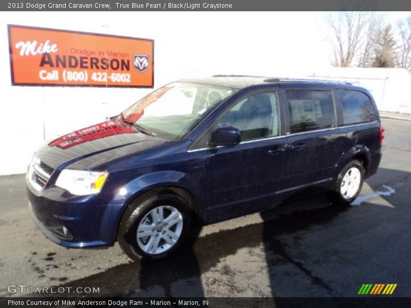 True Blue Pearl / Black/Light Graystone 2013 Dodge Grand Caravan Crew