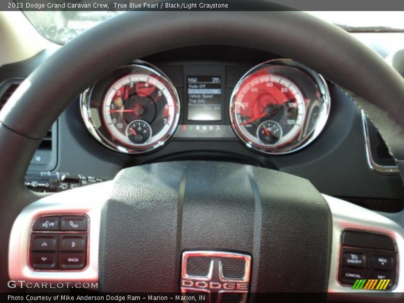 True Blue Pearl / Black/Light Graystone 2013 Dodge Grand Caravan Crew