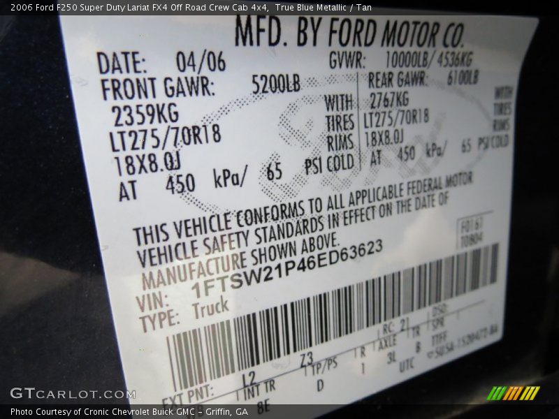 True Blue Metallic / Tan 2006 Ford F250 Super Duty Lariat FX4 Off Road Crew Cab 4x4