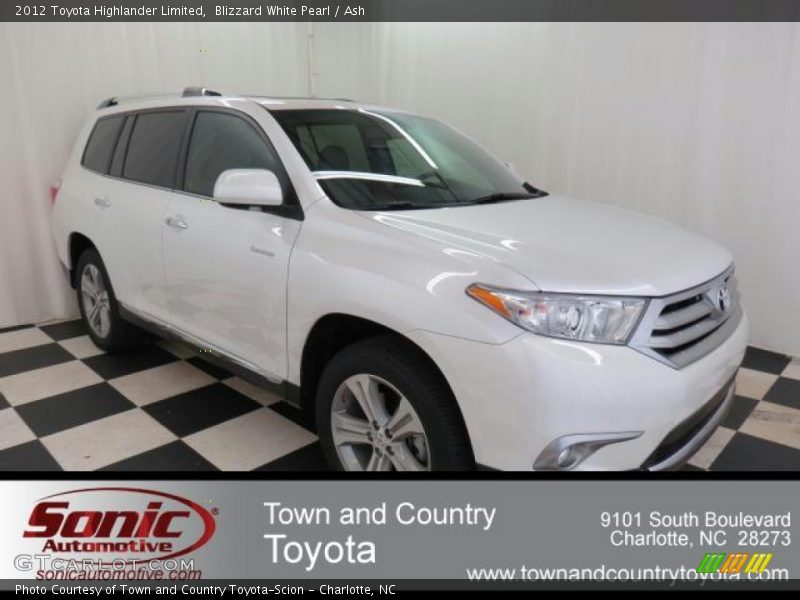 Blizzard White Pearl / Ash 2012 Toyota Highlander Limited