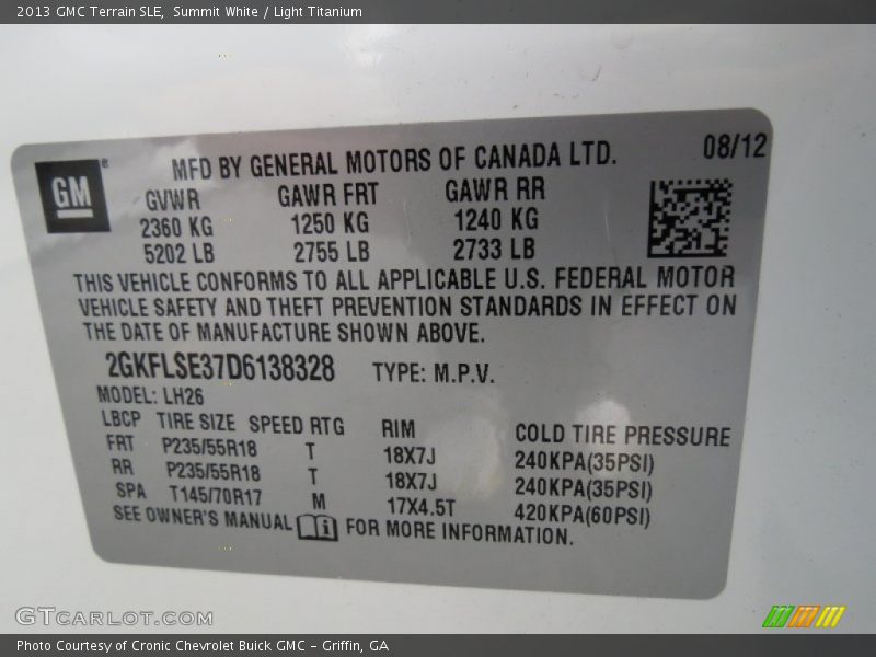 Summit White / Light Titanium 2013 GMC Terrain SLE