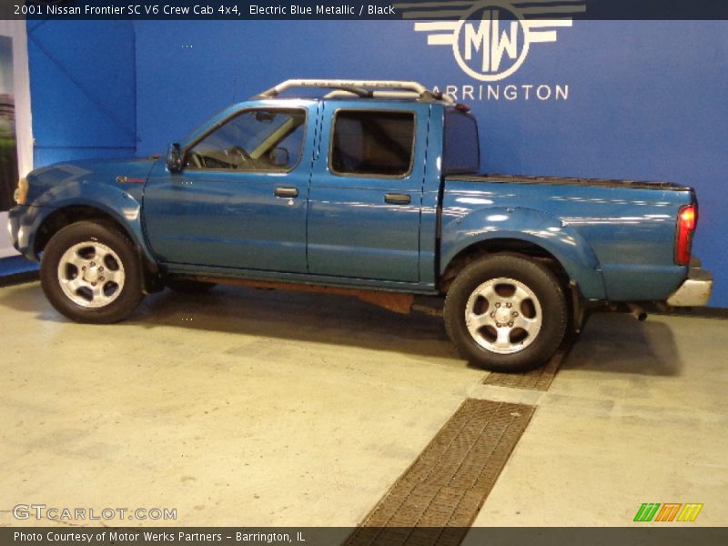 Electric Blue Metallic / Black 2001 Nissan Frontier SC V6 Crew Cab 4x4