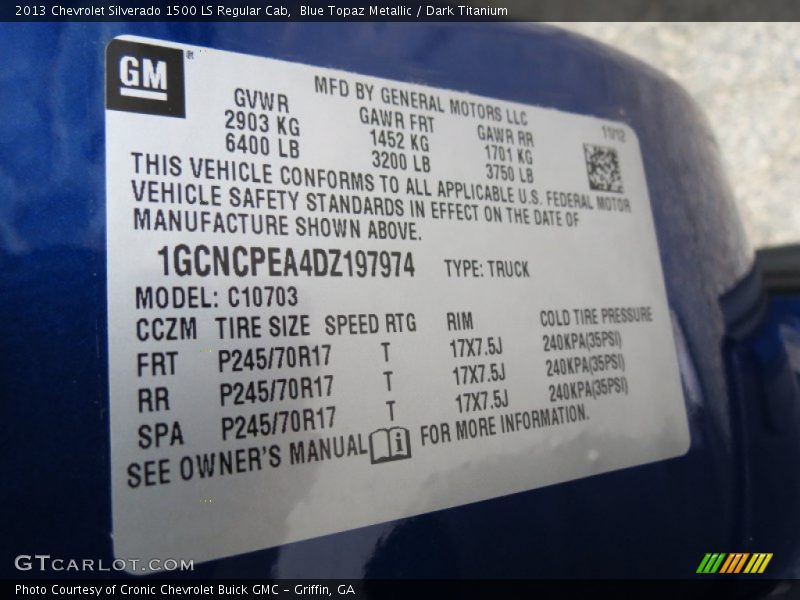Blue Topaz Metallic / Dark Titanium 2013 Chevrolet Silverado 1500 LS Regular Cab