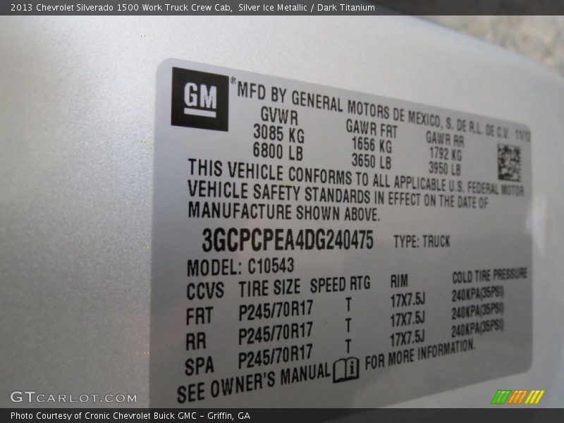 Silver Ice Metallic / Dark Titanium 2013 Chevrolet Silverado 1500 Work Truck Crew Cab