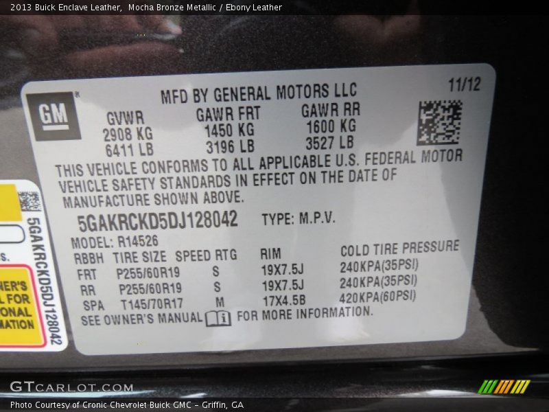 Mocha Bronze Metallic / Ebony Leather 2013 Buick Enclave Leather