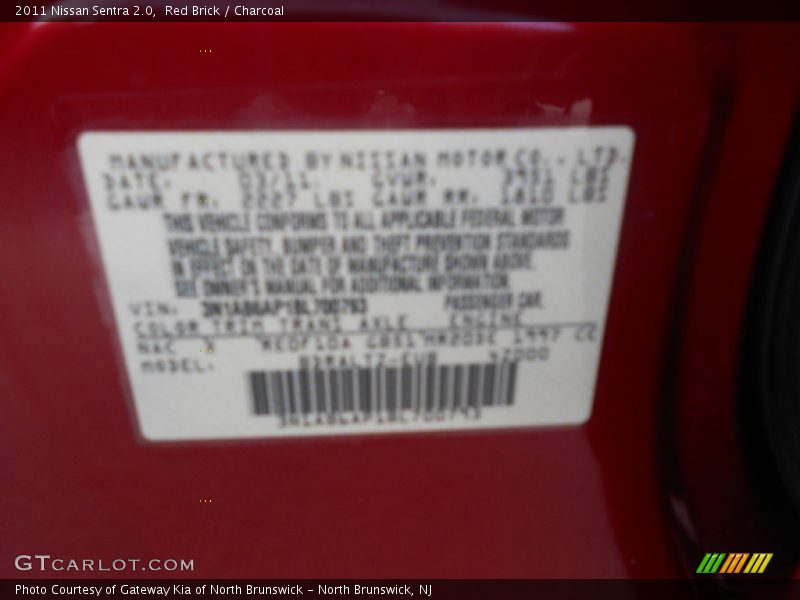 Red Brick / Charcoal 2011 Nissan Sentra 2.0