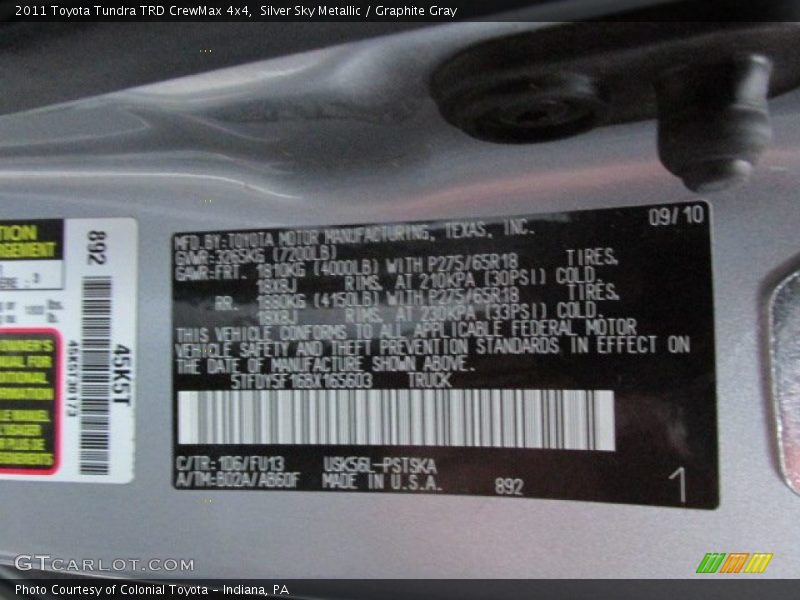 Silver Sky Metallic / Graphite Gray 2011 Toyota Tundra TRD CrewMax 4x4