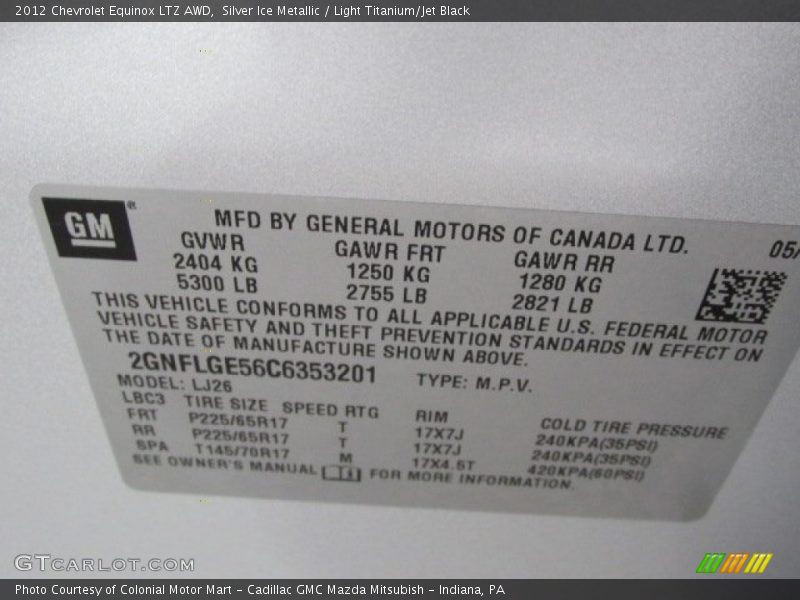 Silver Ice Metallic / Light Titanium/Jet Black 2012 Chevrolet Equinox LTZ AWD