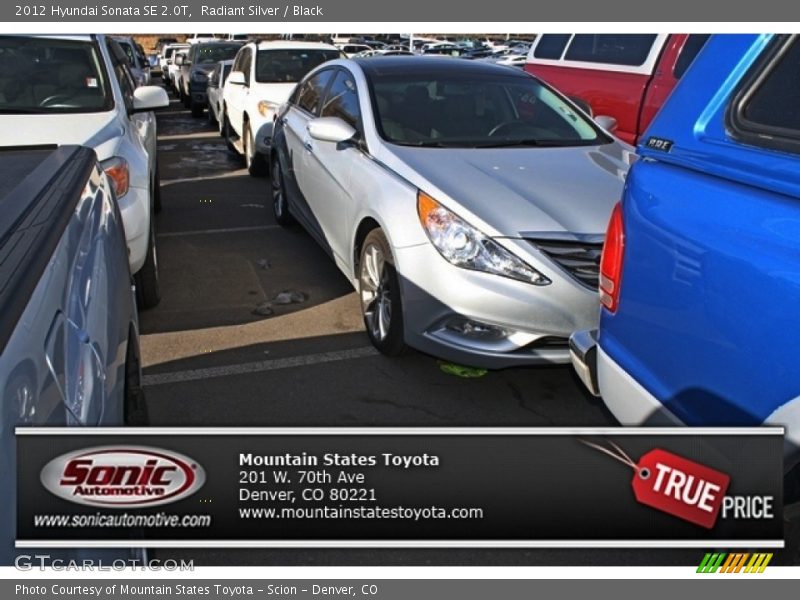 Radiant Silver / Black 2012 Hyundai Sonata SE 2.0T