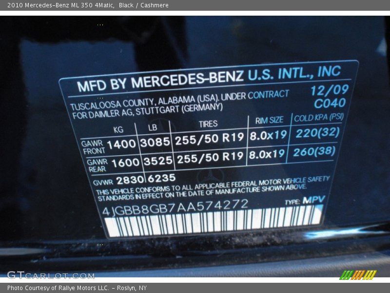 Black / Cashmere 2010 Mercedes-Benz ML 350 4Matic