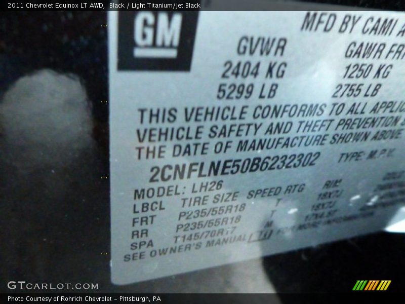 Black / Light Titanium/Jet Black 2011 Chevrolet Equinox LT AWD