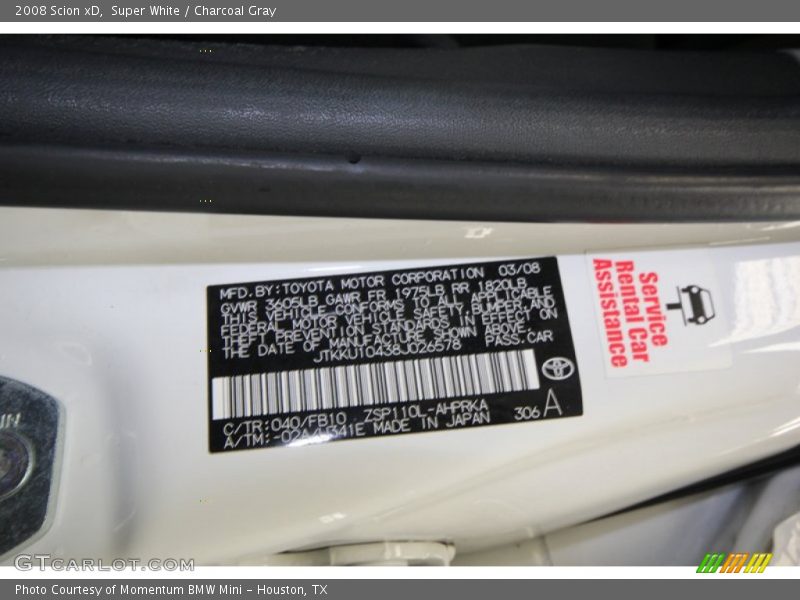 2008 xD  Super White Color Code 040
