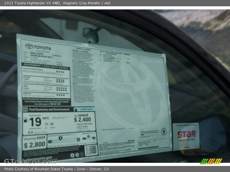 Magnetic Gray Metallic / Ash 2013 Toyota Highlander V6 4WD