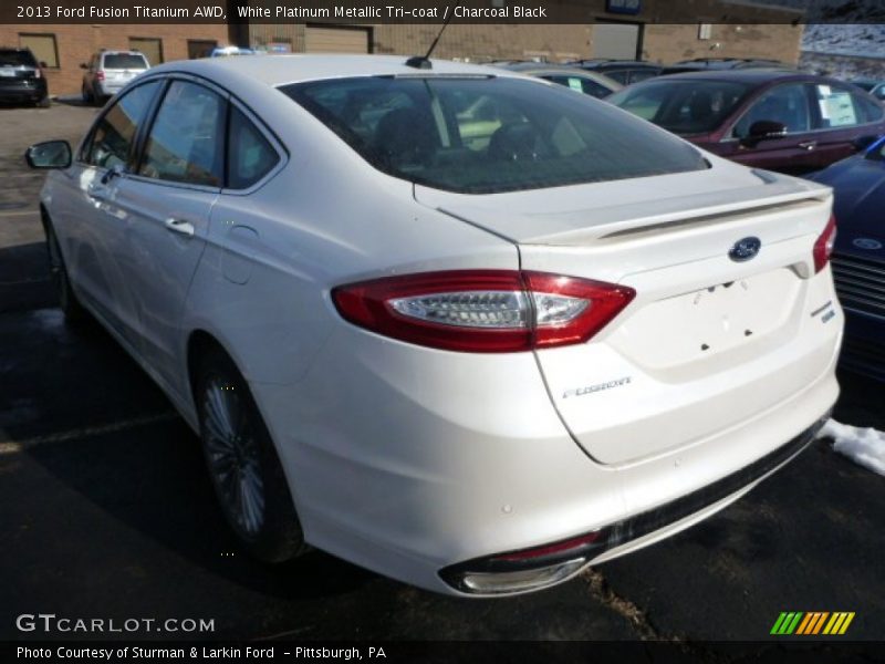 White Platinum Metallic Tri-coat / Charcoal Black 2013 Ford Fusion Titanium AWD