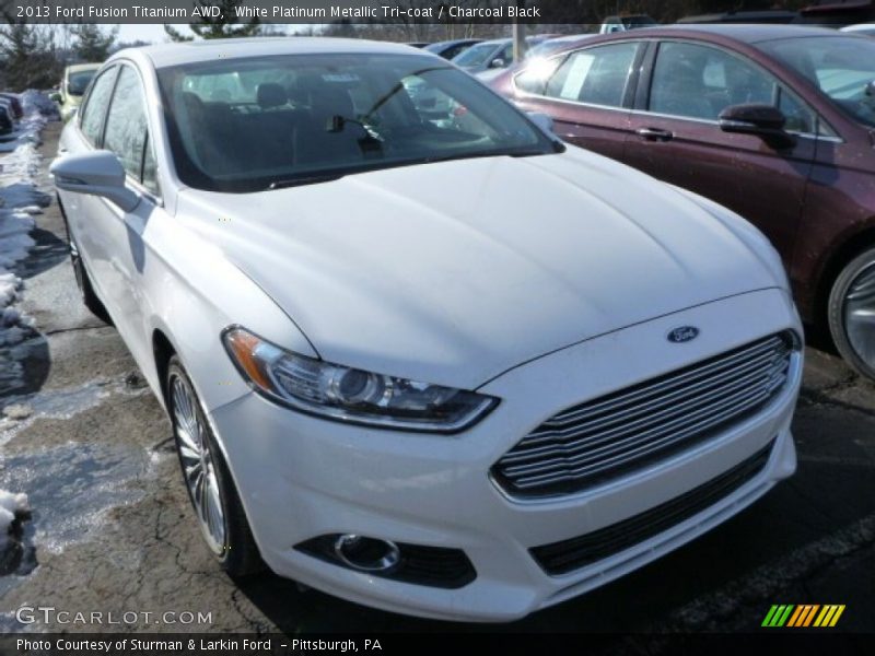 White Platinum Metallic Tri-coat / Charcoal Black 2013 Ford Fusion Titanium AWD