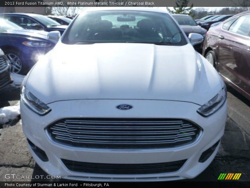 White Platinum Metallic Tri-coat / Charcoal Black 2013 Ford Fusion Titanium AWD