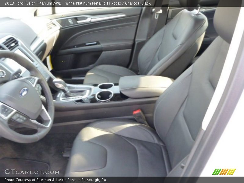 White Platinum Metallic Tri-coat / Charcoal Black 2013 Ford Fusion Titanium AWD