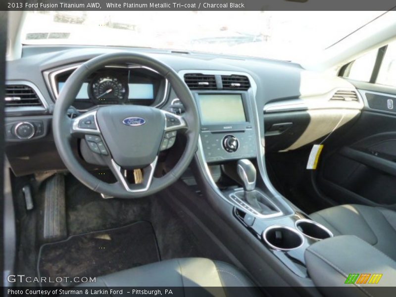 White Platinum Metallic Tri-coat / Charcoal Black 2013 Ford Fusion Titanium AWD