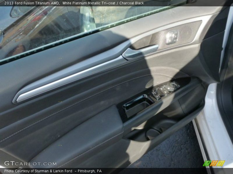 White Platinum Metallic Tri-coat / Charcoal Black 2013 Ford Fusion Titanium AWD