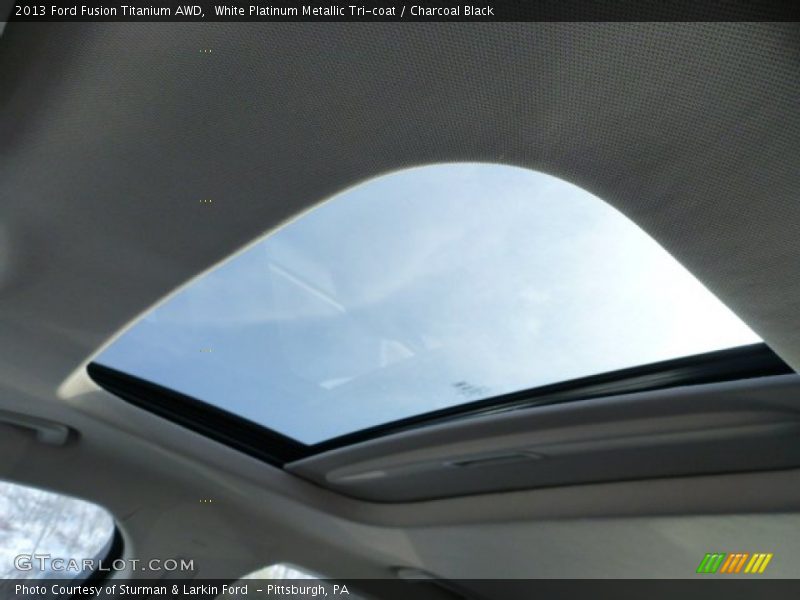 White Platinum Metallic Tri-coat / Charcoal Black 2013 Ford Fusion Titanium AWD