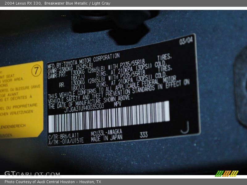 Breakwater Blue Metallic / Light Gray 2004 Lexus RX 330