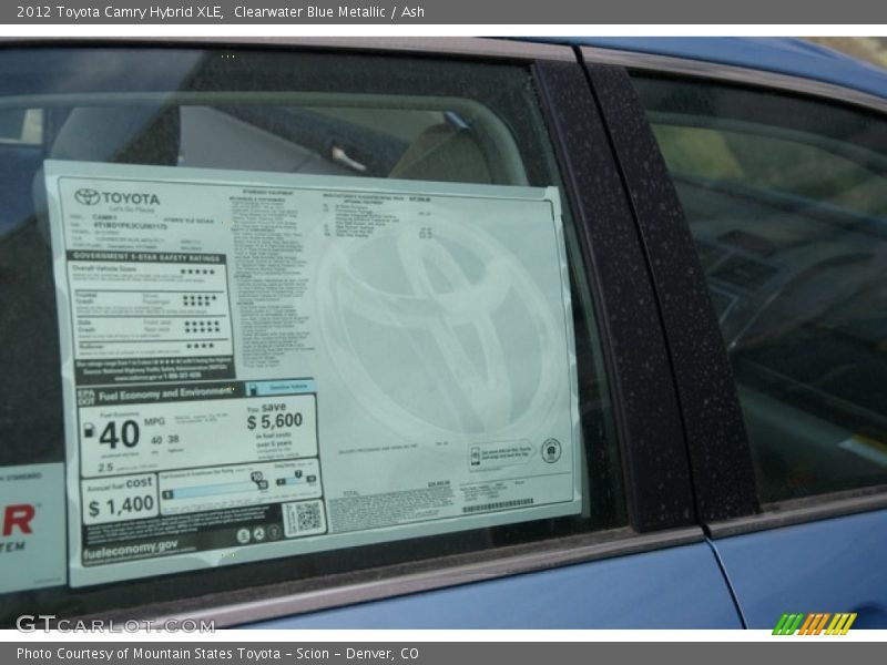 Clearwater Blue Metallic / Ash 2012 Toyota Camry Hybrid XLE