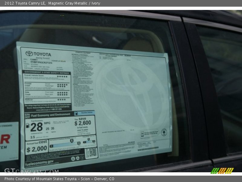 Magnetic Gray Metallic / Ivory 2012 Toyota Camry LE