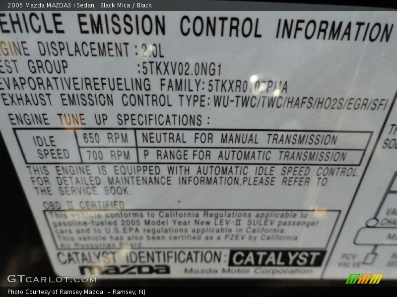 Black Mica / Black 2005 Mazda MAZDA3 i Sedan