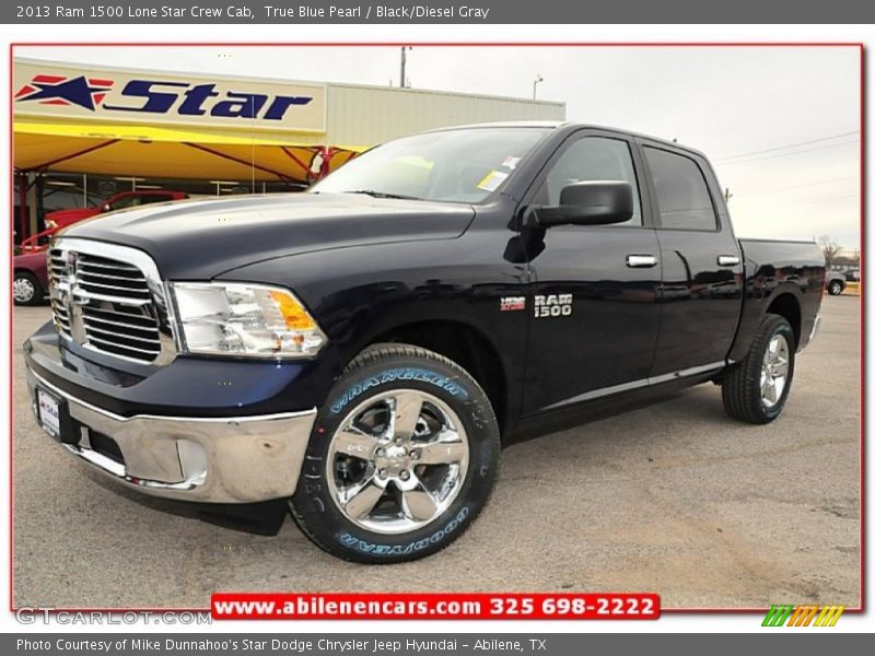 True Blue Pearl / Black/Diesel Gray 2013 Ram 1500 Lone Star Crew Cab