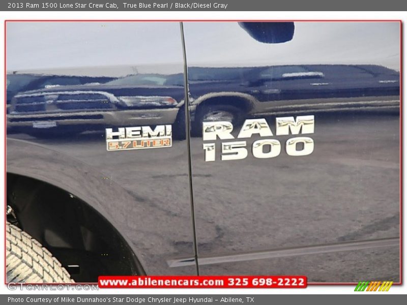 True Blue Pearl / Black/Diesel Gray 2013 Ram 1500 Lone Star Crew Cab