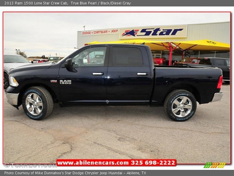 True Blue Pearl / Black/Diesel Gray 2013 Ram 1500 Lone Star Crew Cab