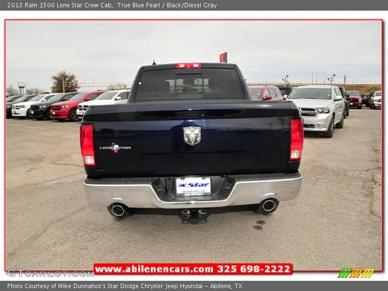True Blue Pearl / Black/Diesel Gray 2013 Ram 1500 Lone Star Crew Cab