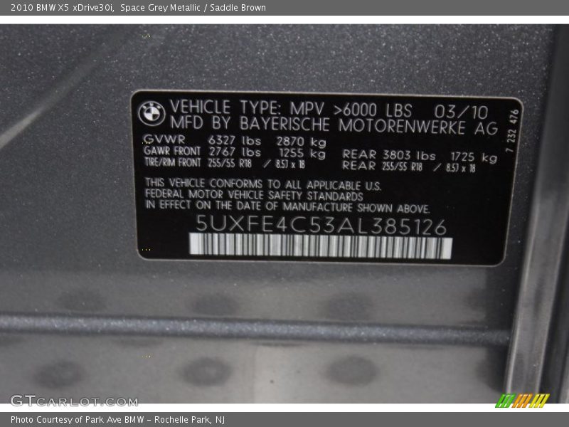 Space Grey Metallic / Saddle Brown 2010 BMW X5 xDrive30i